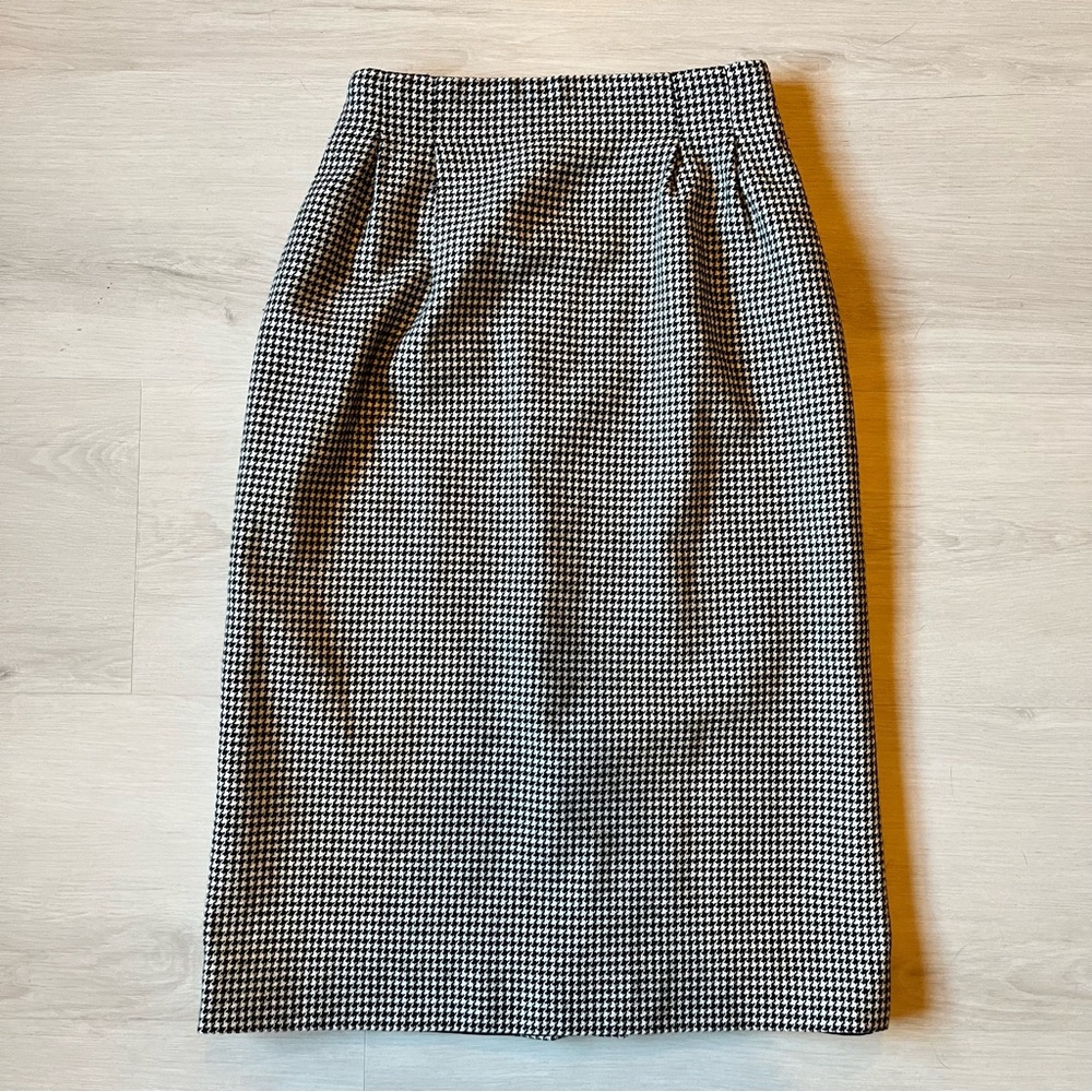 Peabody House Women's Vintage Houndstooth Midi Pencil Skirt Wool Blend Size 3/4